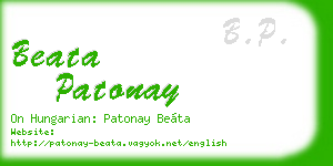 beata patonay business card